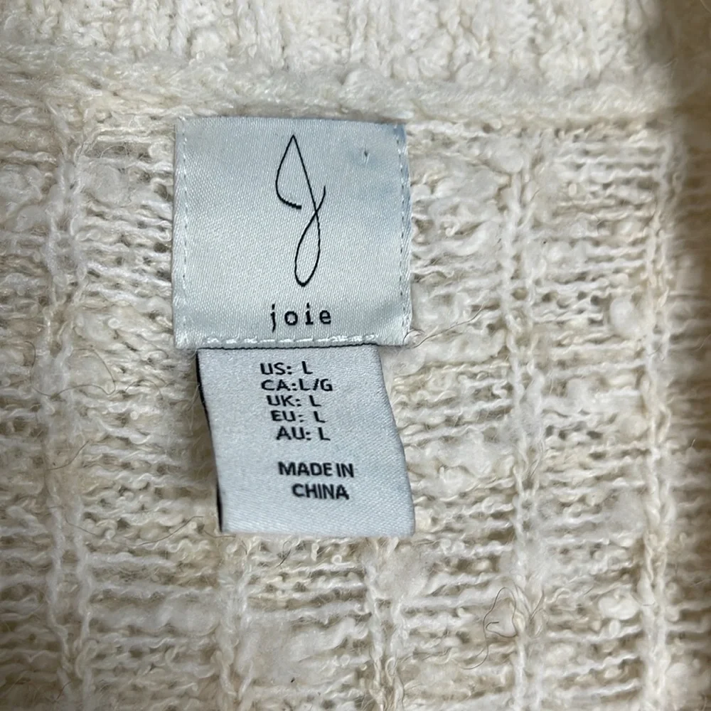 Joie Cardigan Open Front Longline Nordic Knit Beige Size Large